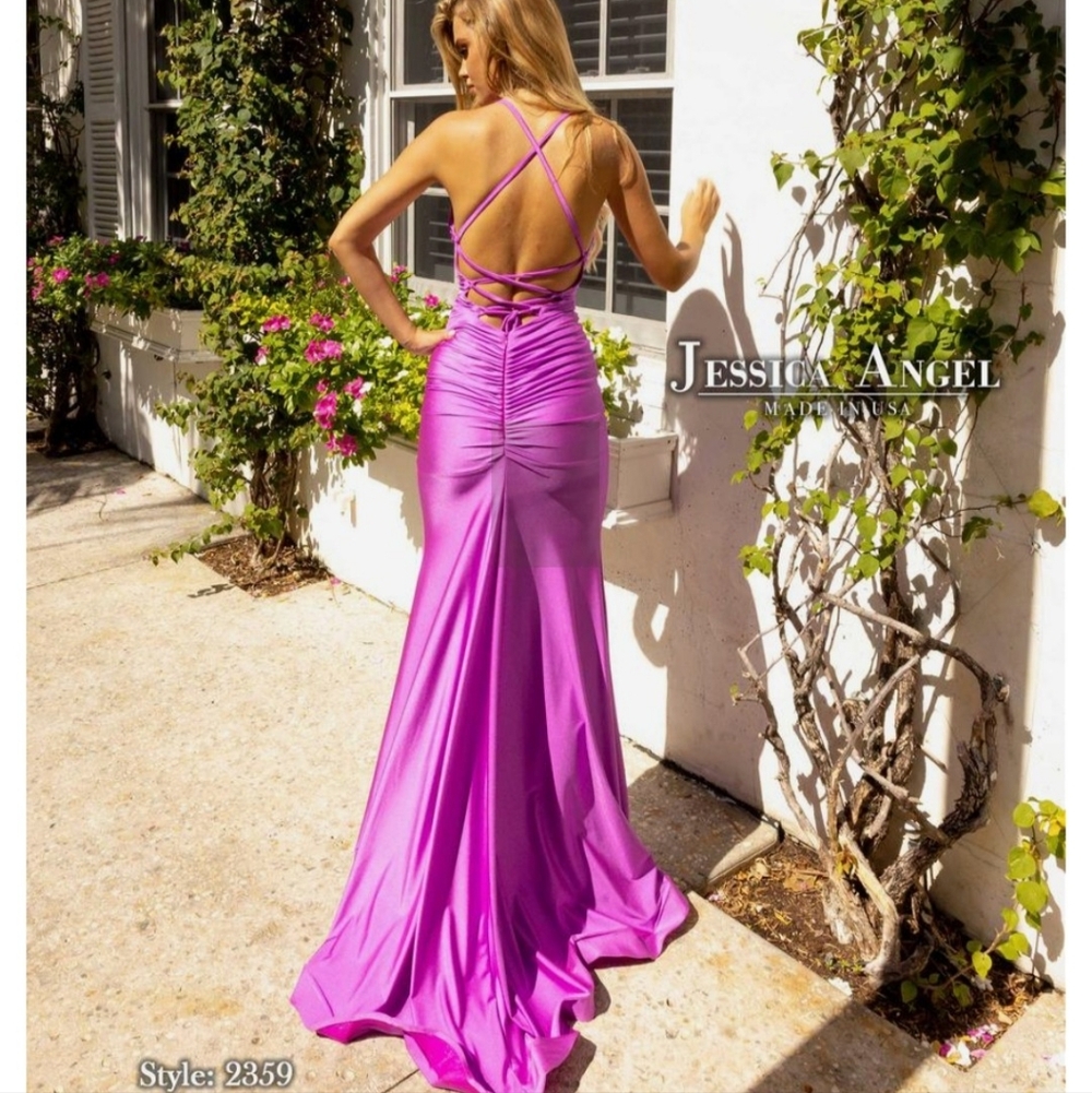 Jessica Angel Backless Magenta Gown